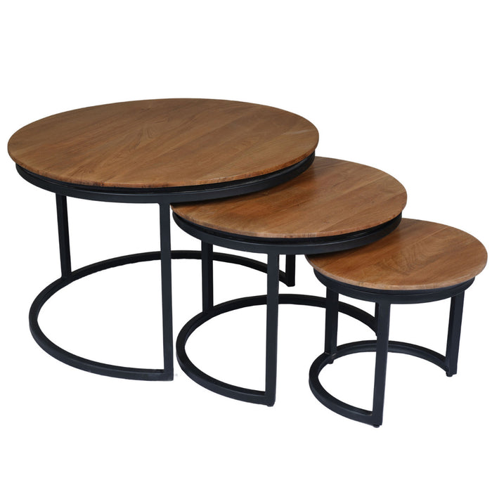StarFurn - Salontafel Naturel - Set van 3 - 70x70x45cm - RichWood