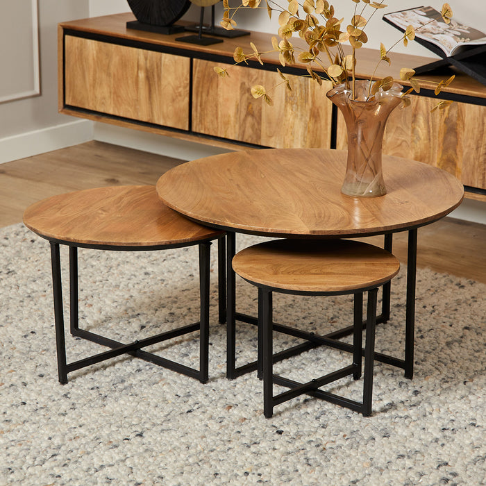 StarFurn - Salontafel Naturel - Set van 3 - 70x70x45cm - RichWood