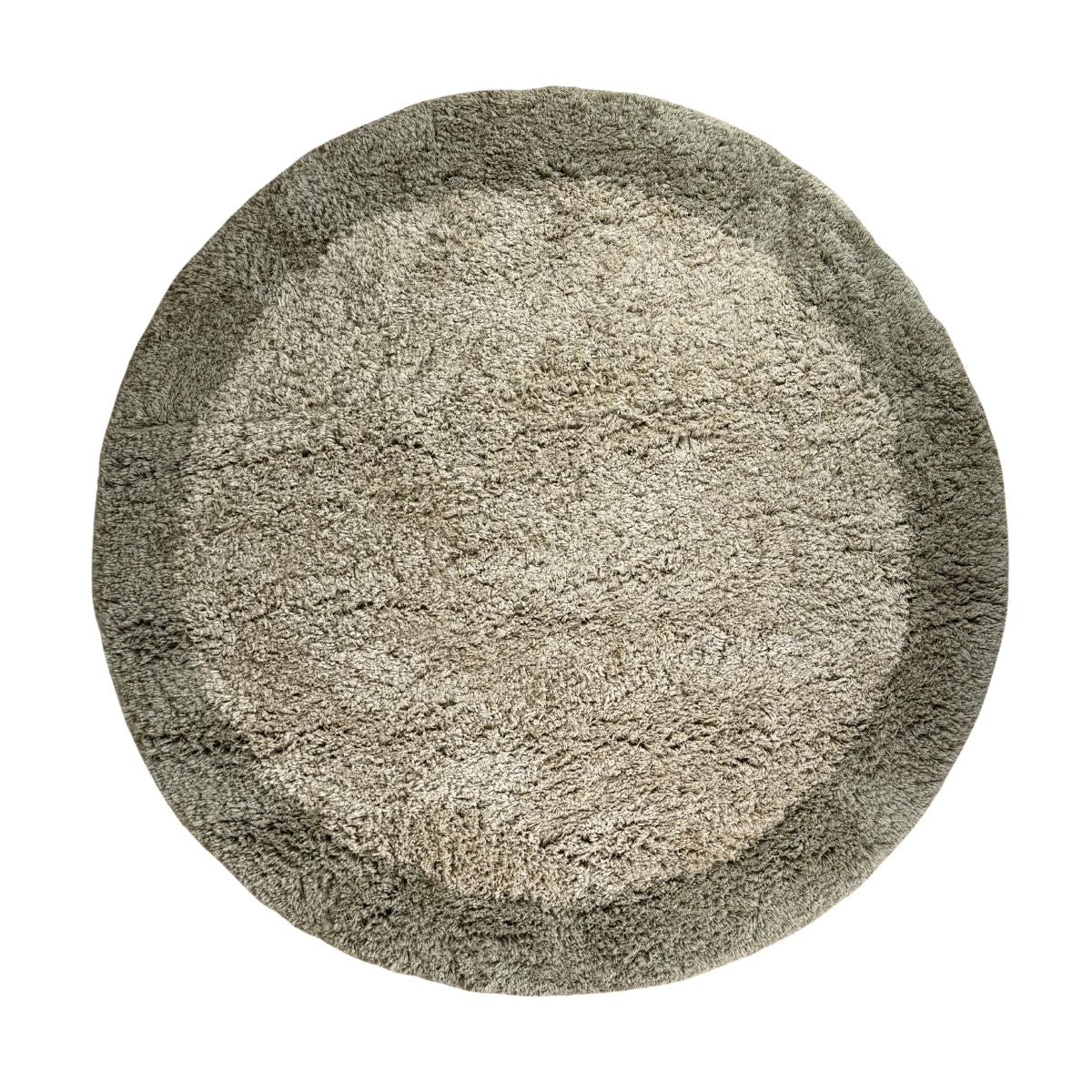 Rond hoogpolig vloerkleed Pilo groen|beige polyester Interieur05