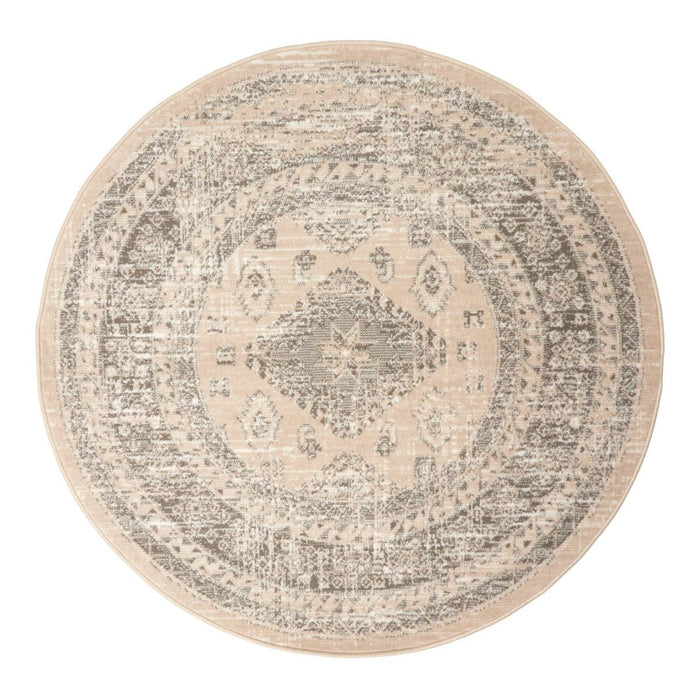 Interieur05 Rond vintage Vloerkleed Aila Zand|Beige - 190 x 190 cm