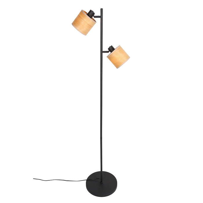 Mexlite - vloerlamp - Bambus - zwart - bamboe - Ø 28cm - E14 - 3670ZW
