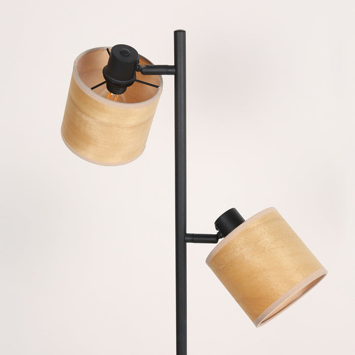 Mexlite - vloerlamp - Bambus - zwart - bamboe - Ø 28cm - E14 - 3670ZW