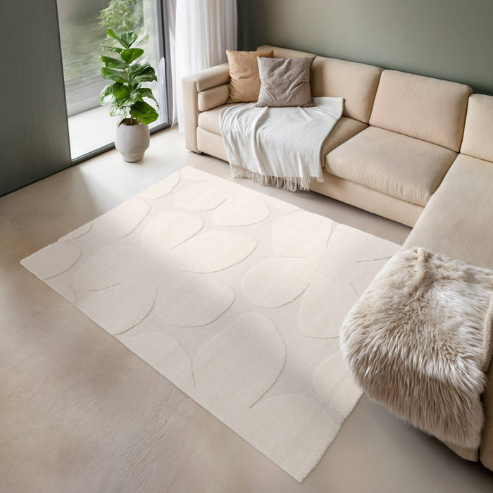 sweeek - Binnentapijt met bloemenpatroon, crème