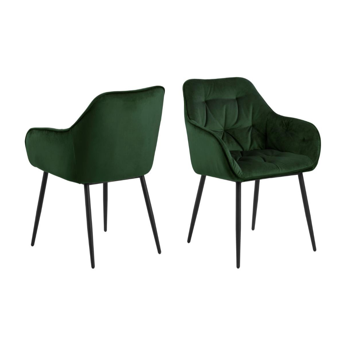 Moala Eetkamerstoel - Set Van 2 - Fluweel Olijfgroen Met Mat Zwarte