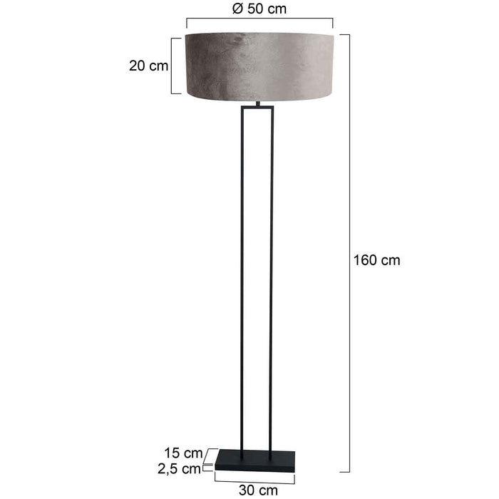 Steinhauer - vloerlamp - Stang - zwart - metaal velours stof - Ø 50cm