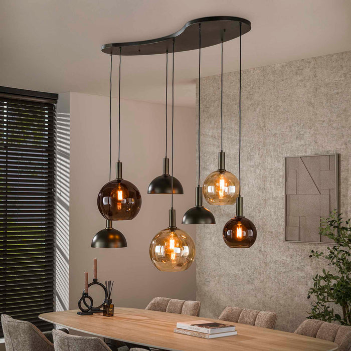 Giga Meubel - Hanglamp Bruin Glas - 145x45x150cm - Sienna