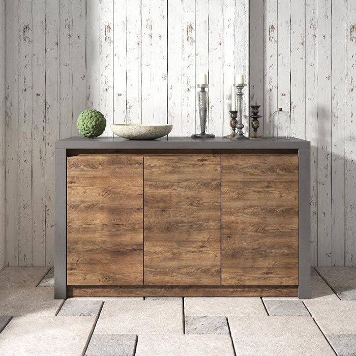 Meubella - Dressoir Monaco - Eiken - Grijs - 130 cm