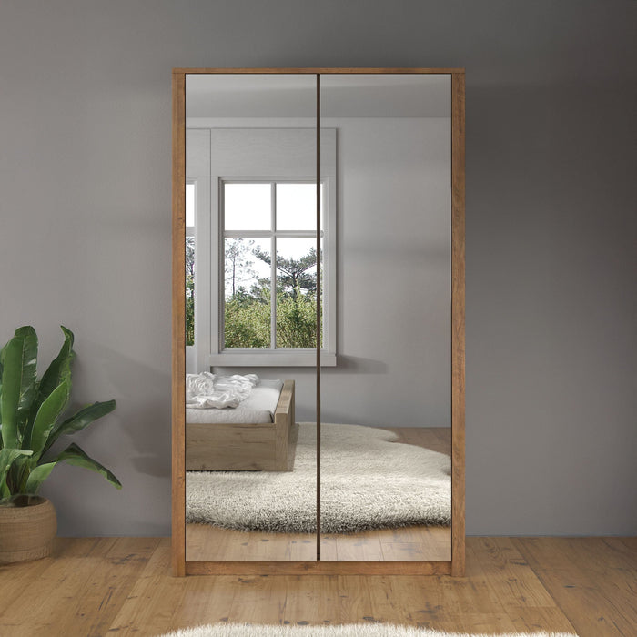 Meubella - Kledingkast Malibu - Eiken - 113 cm - Met spiegel