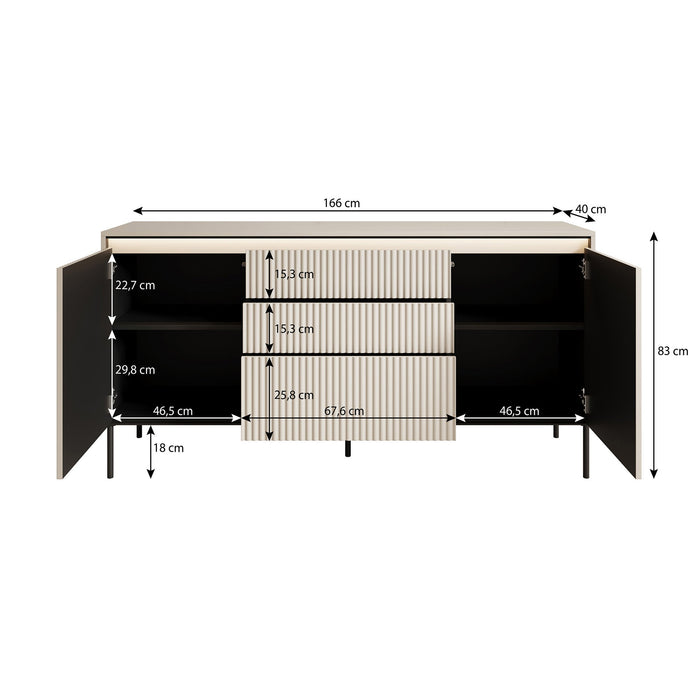 Meubella - Dressoir Timoteo - Beige - 166 cm