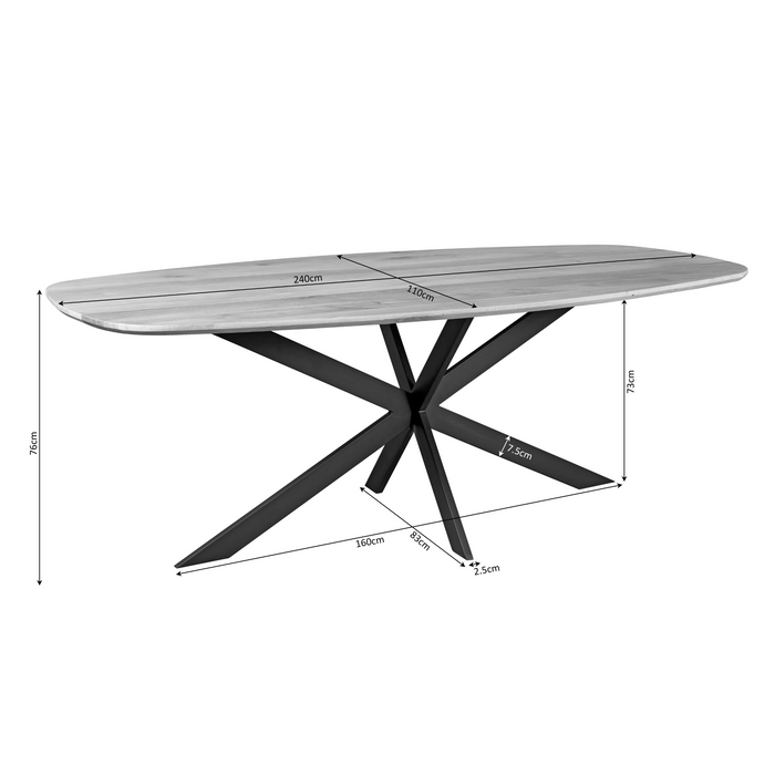 Starfurn Eiken eettafel Ferris | Deens Ovaal 240 cm | Naturel