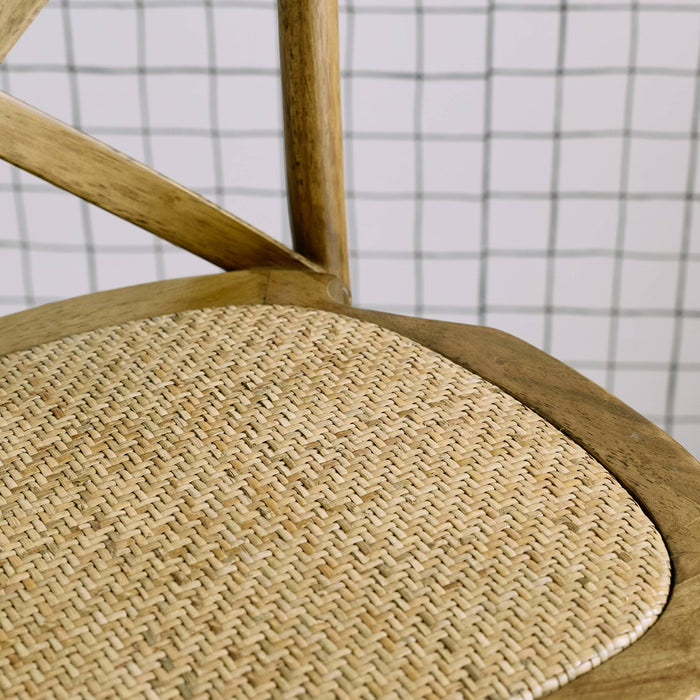 sweeek - Vintage rubberhouten bistro barkruk met voetensteun