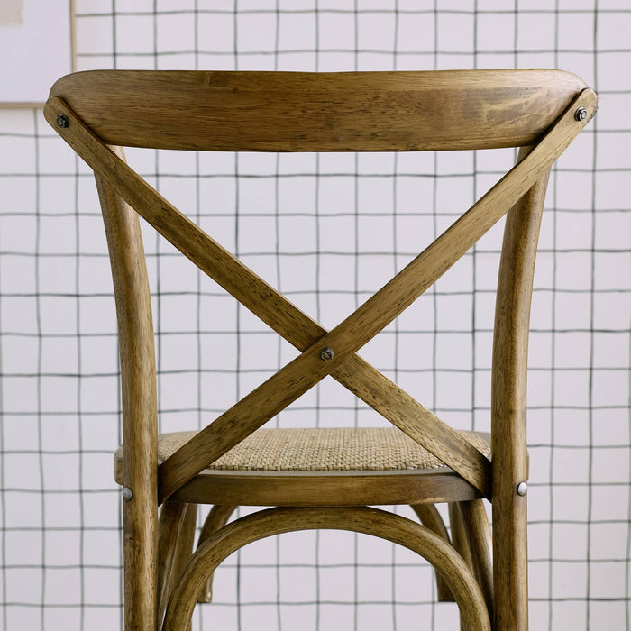 sweeek - Vintage rubberhouten bistro barkruk met voetensteun