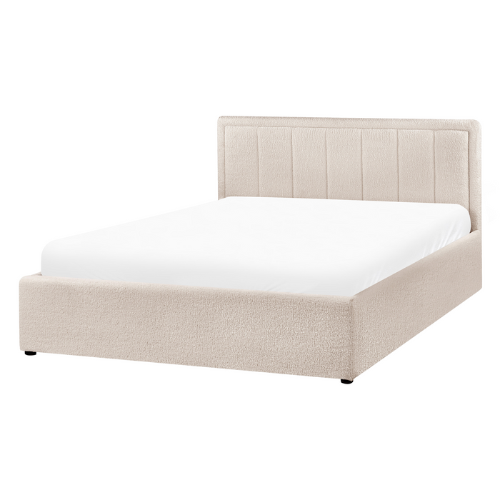 Beliani-MONTLAUR-Bed met opbergruimte-Beige-140 x 200 cm-Bouclé