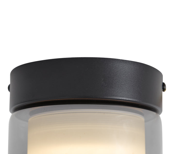 QAZQA Moderne plafondlamp zwart met smoke glas  - Puck