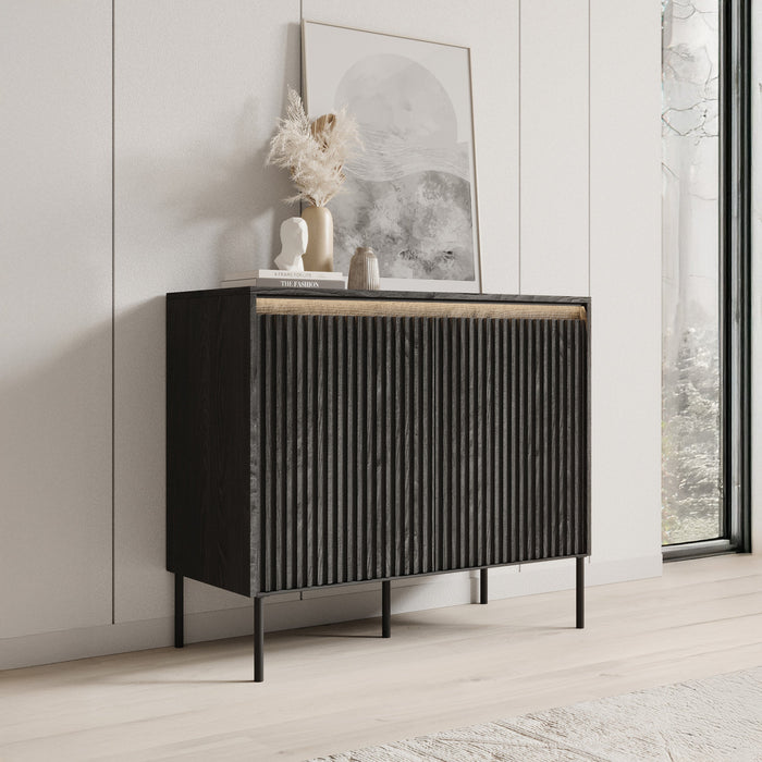 Meubella - Dressoir Timoteo - Mat zwart - 98 cm