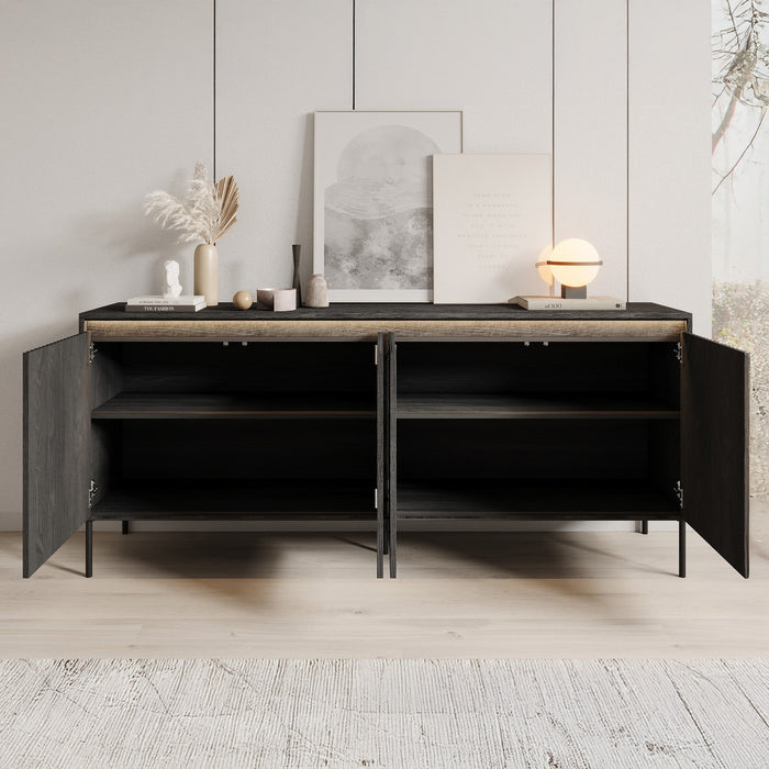 Meubella - Dressoir Timoteo - Mat zwart - 193 cm