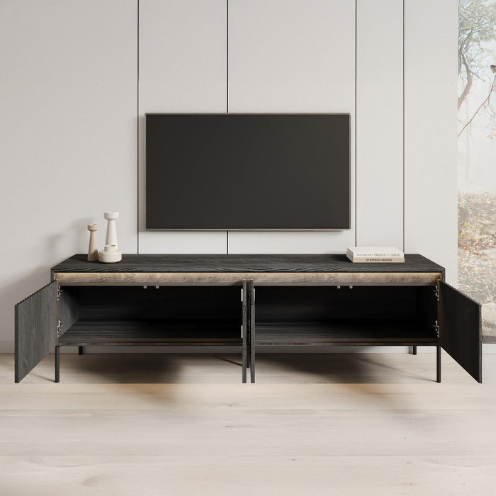 Meubella - TV-Meubel Timoteo - Mat zwart - 193 cm