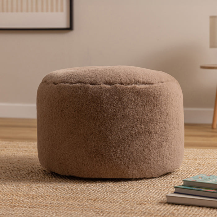 icon Milano XL Poef - Fluffy Pluche Imitatiebont - Mocha
