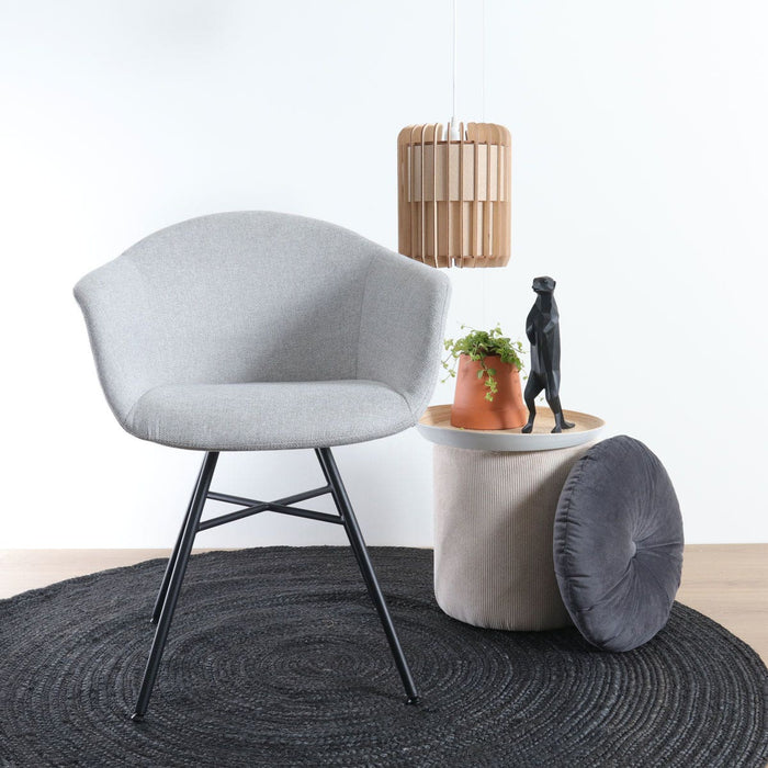 Nolon Noa-Otis Eetkamerstoelen Set van 2 - Lichtgrijs - Zwarte Poten