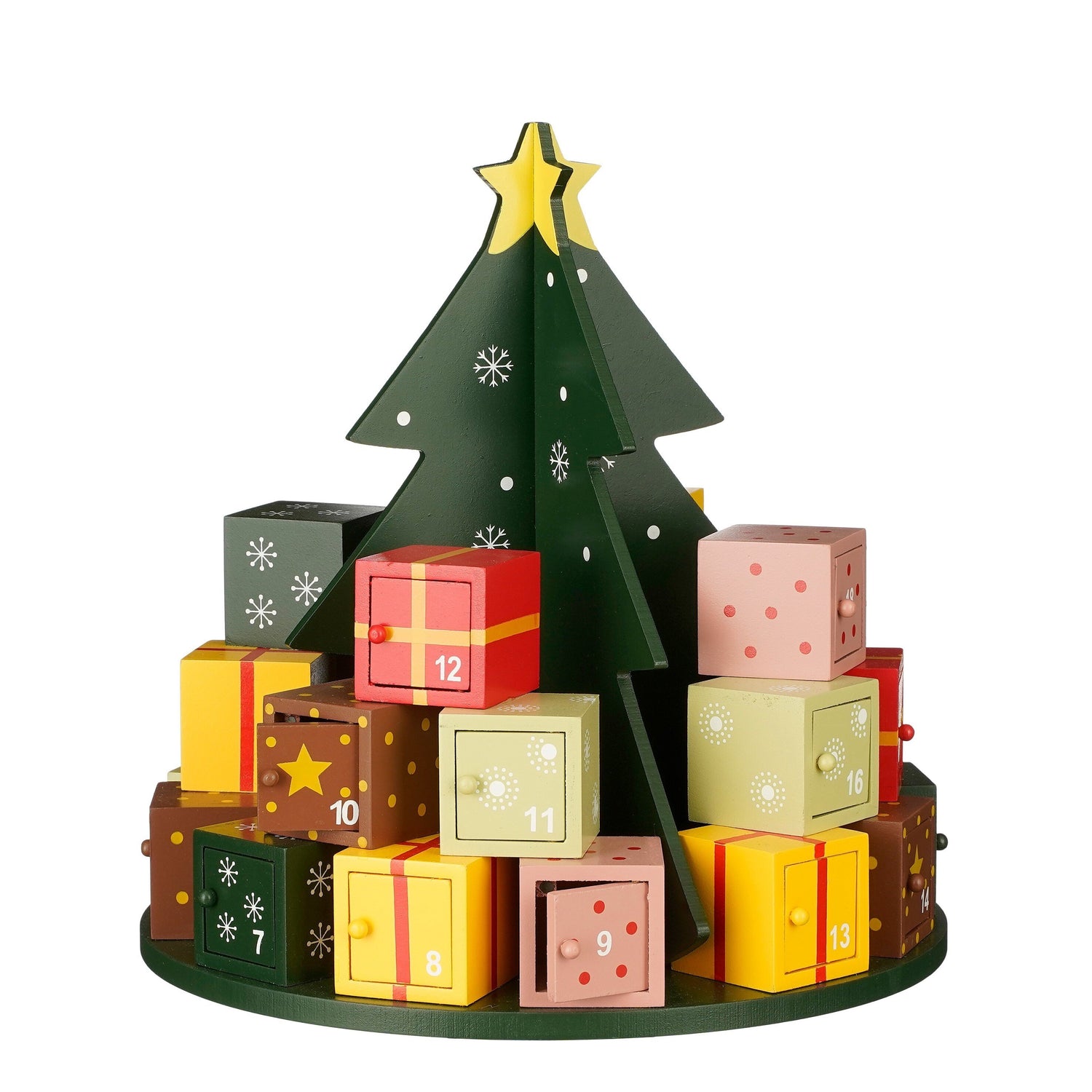 Mica Decorations Adventskalender - H30 x Ø28 cm - MDF - Meerkleurig