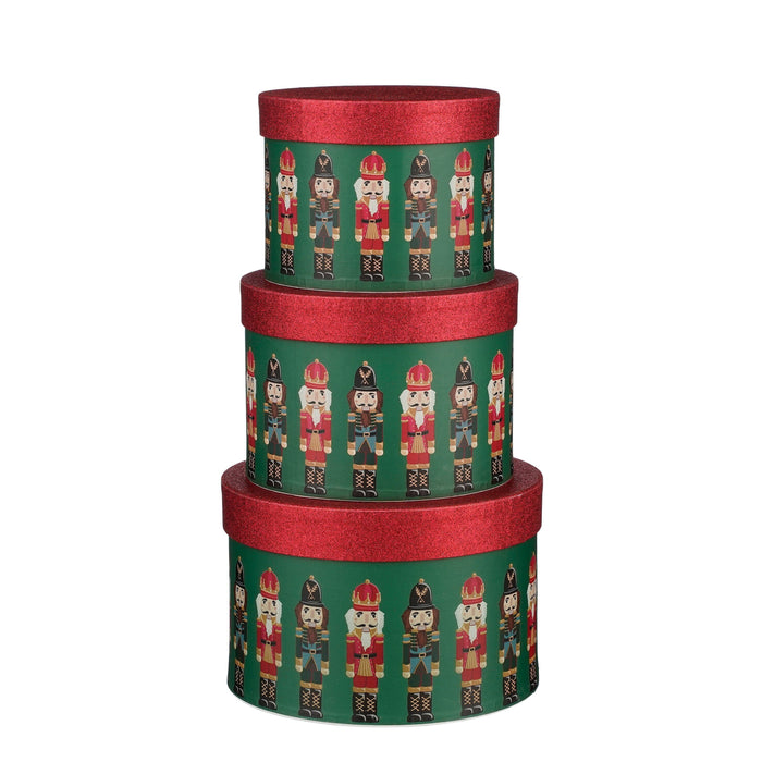 Mica Decorations Opbergdoos - Set van 3 - H14 x Ø21 cm-Papier-Groen
