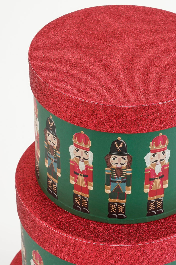 Mica Decorations Opbergdoos - Set van 3 - H14 x Ø21 cm-Papier-Groen