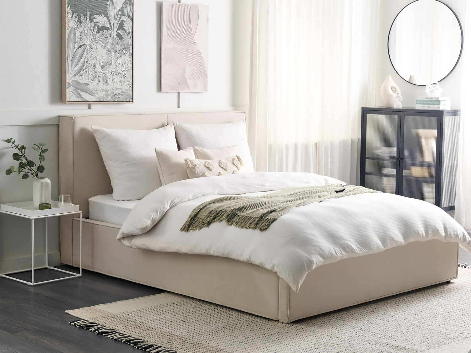Beliani - MOISSAC - Bed - Beige - 160 x 200 cm - Polyester