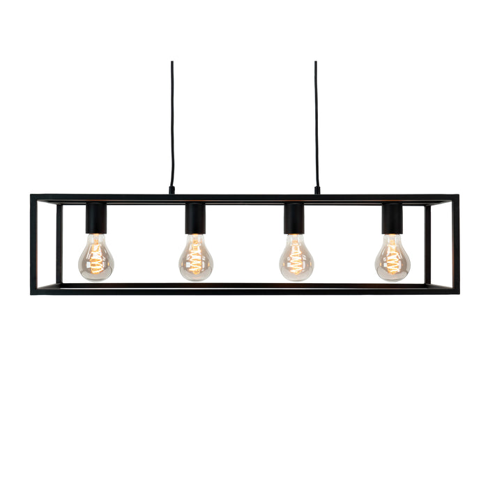 EGLO Eldrick Hanglamp - 4xE27 - 85 cm - industrieel - Staal - Zwart