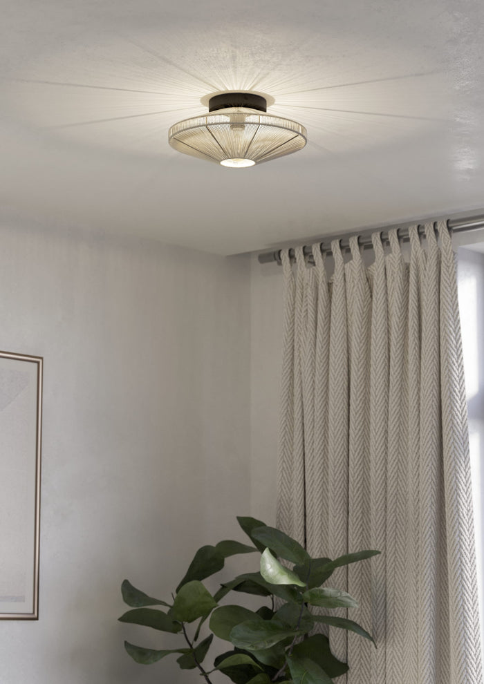 EGLO Midsumer Plafondlamp - E27 - Ø 38 cm - Zwart|Crème - Textiel