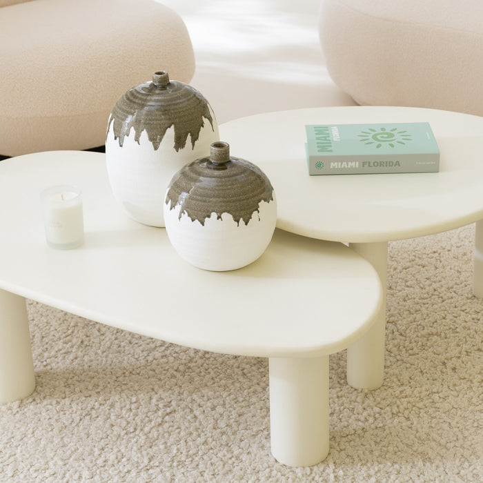 J-Line bijzettafel Bali - hout - wit - medium