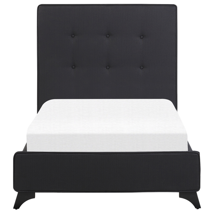 Beliani - AMBASSADOR - Eenpersoonsbed - Zwart - 90 x 200 cm - Chenille