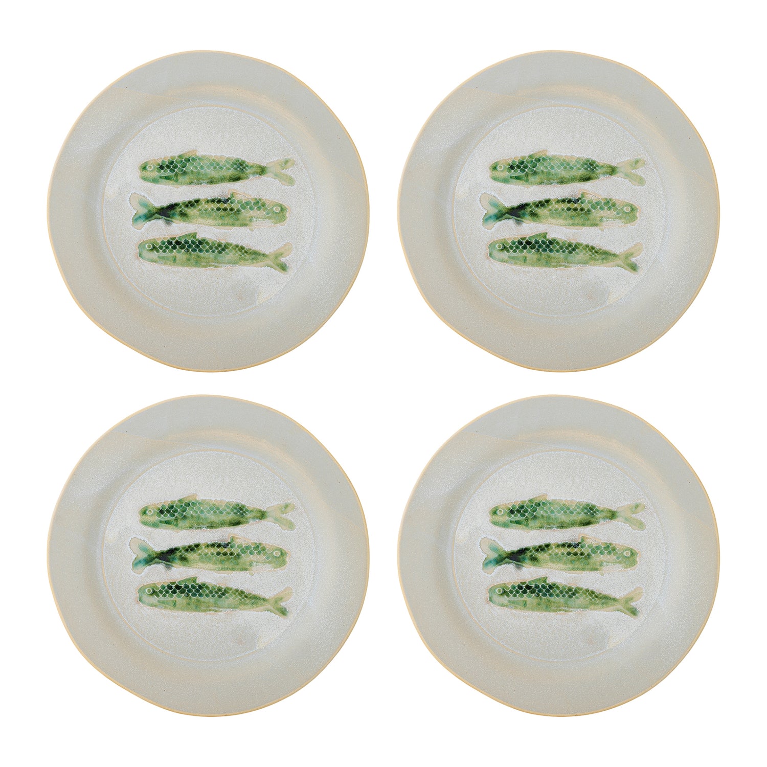 Bloomingville Hadden Dinerbord 4 st. - Ø 27 cm - Vissen / Groen