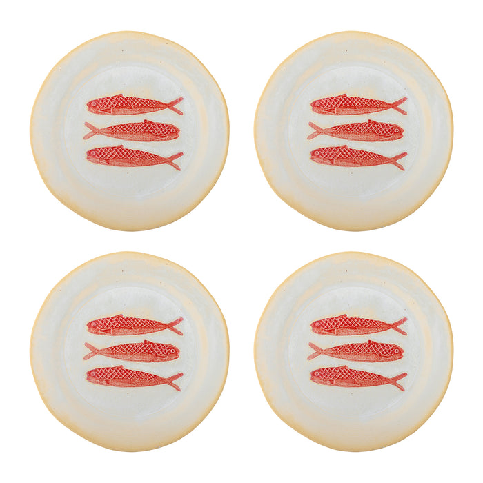 Bloomingville Hadden Dinerbord 4 st. - Ø 27,5 cm - Vissen / Rood