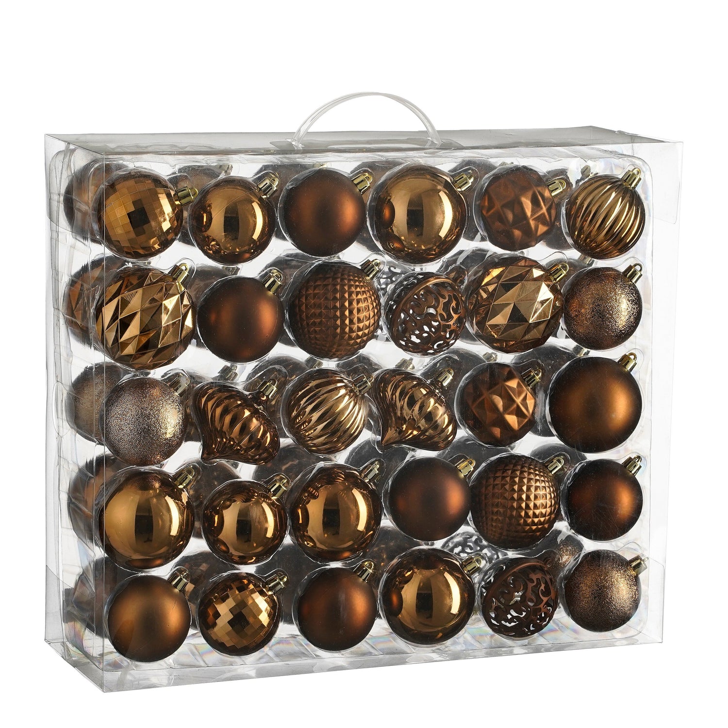 Mica Decorations Kerstballen Set - 60 Stuks - Bruin