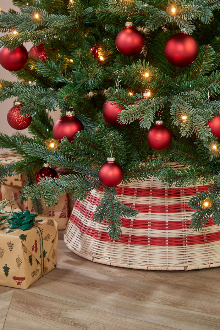 Mica Decorations Kerstboomrok - H25 x Ø60 cm - Rotan - Beige, Rood