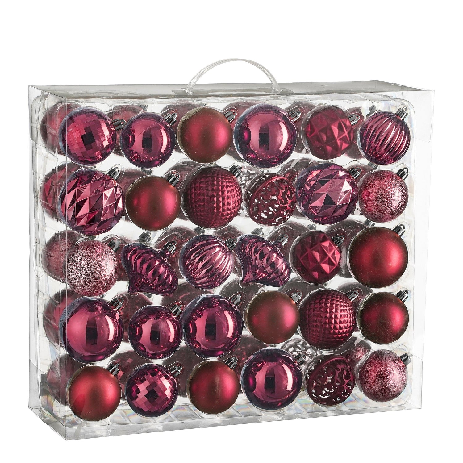 Mica Decorations Kerstballen Set - 60 Stuks - Fuchsia