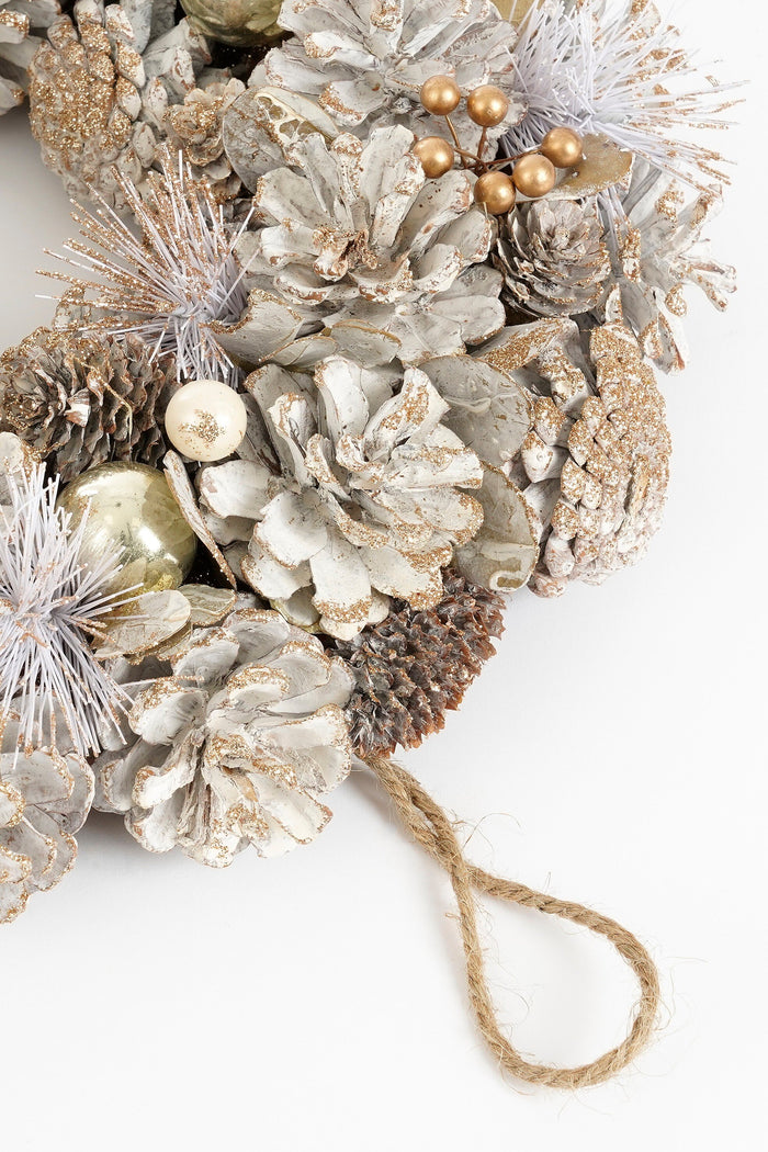 Mica Decorations Hanley Kerstkrans - H9 x Ø34 cm - Wit