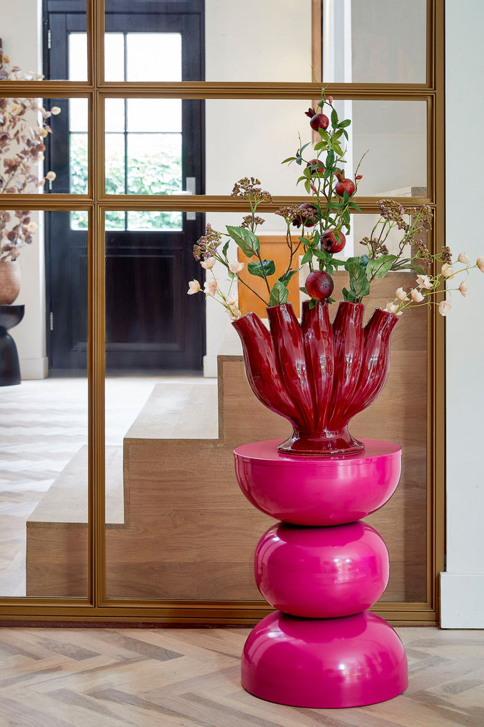 Mica Decorations Luna Bijzettafel - H46 x Ø32 cm - IJzer - Fuchsia
