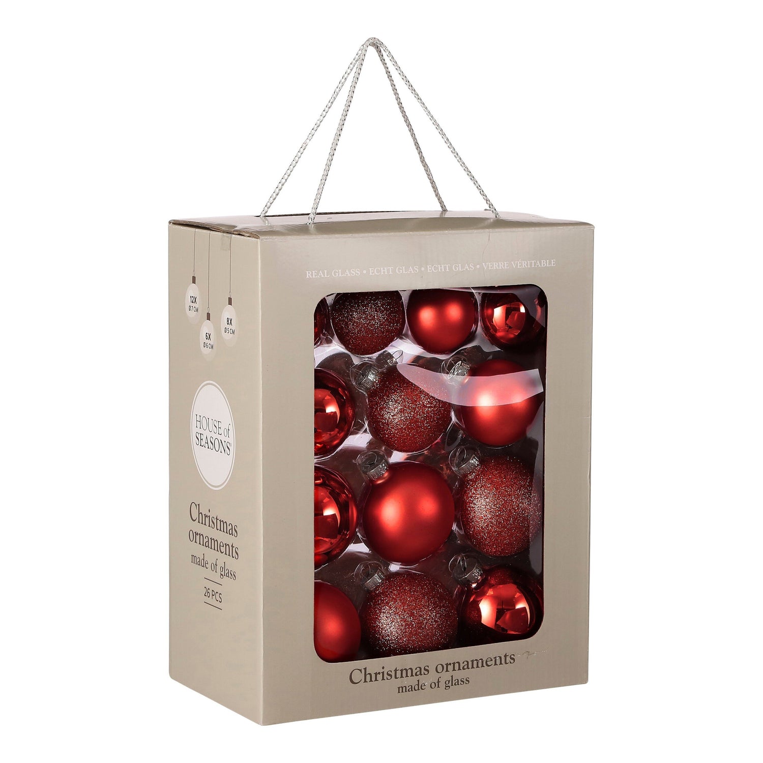 Mica Decorations Kerstballen Set - 26 Stuks - Ø7 cm - Glas - Rood