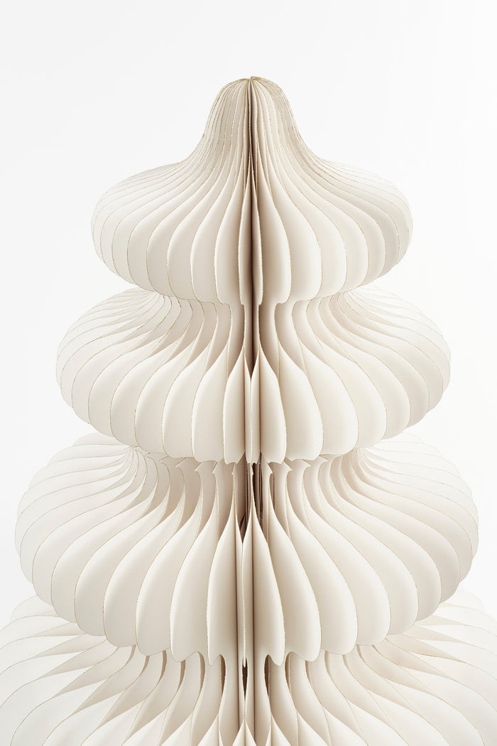 Mica Decorations Decoratie Kerstboom - H153 x  Ø104 cm - Papier - Wit