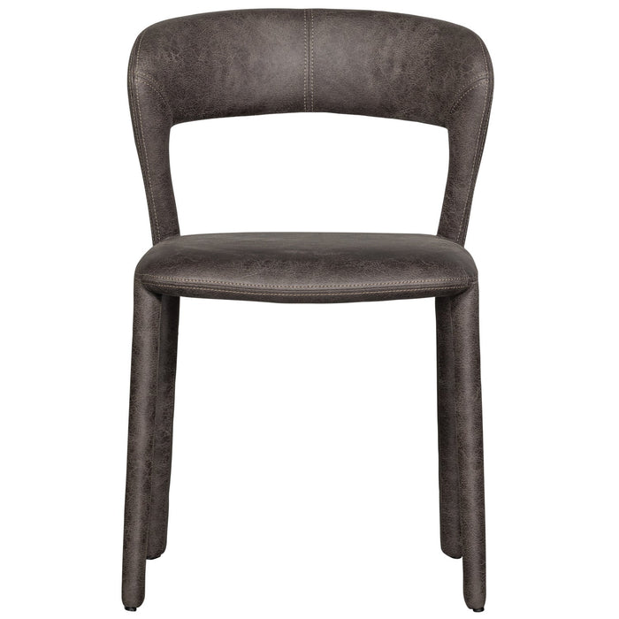 WOOOD Noble Eetkamerstoelen - Leerlook - Zwart|Grijs - Set van 6