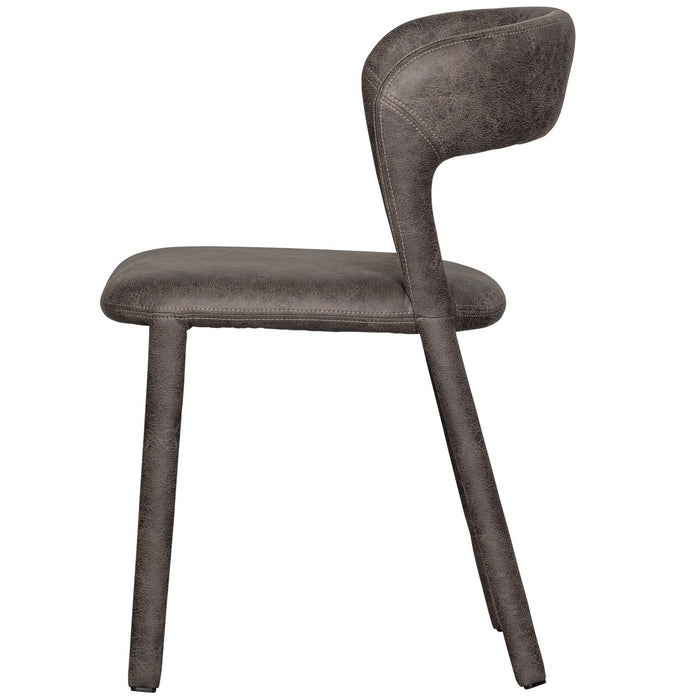 WOOOD Noble Eetkamerstoelen - Leerlook - Zwart|Grijs - Set van 6