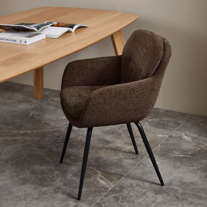 WOOOD Runa Eetkamerstoelen - Polyester - Warm Bruin - Set van 6