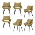 WOOOD Parade Eetkamerstoelen - Melange Stof - Mosterd - Set van 6