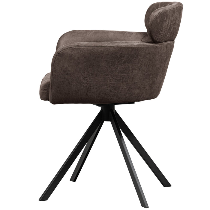 WOOOD Fenne Eetkamerstoelen - Leerlook - Zwart- Set van 6