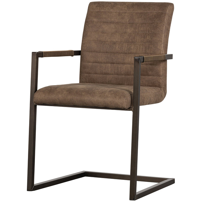 WOOOD Bas Eetkamerstoelen - Leerlook - Taupe - Set van 6