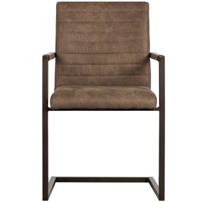 WOOOD Bas Eetkamerstoelen - Leerlook - Taupe - Set van 6