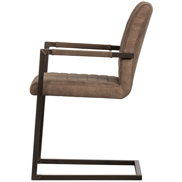 WOOOD Bas Eetkamerstoelen - Leerlook - Taupe - Set van 6