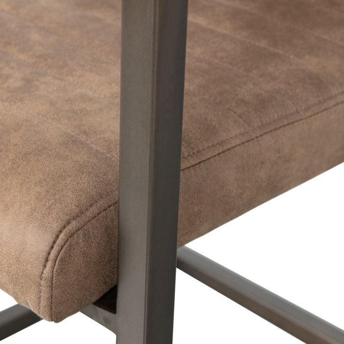 WOOOD Bas Eetkamerstoelen - Leerlook - Taupe - Set van 6
