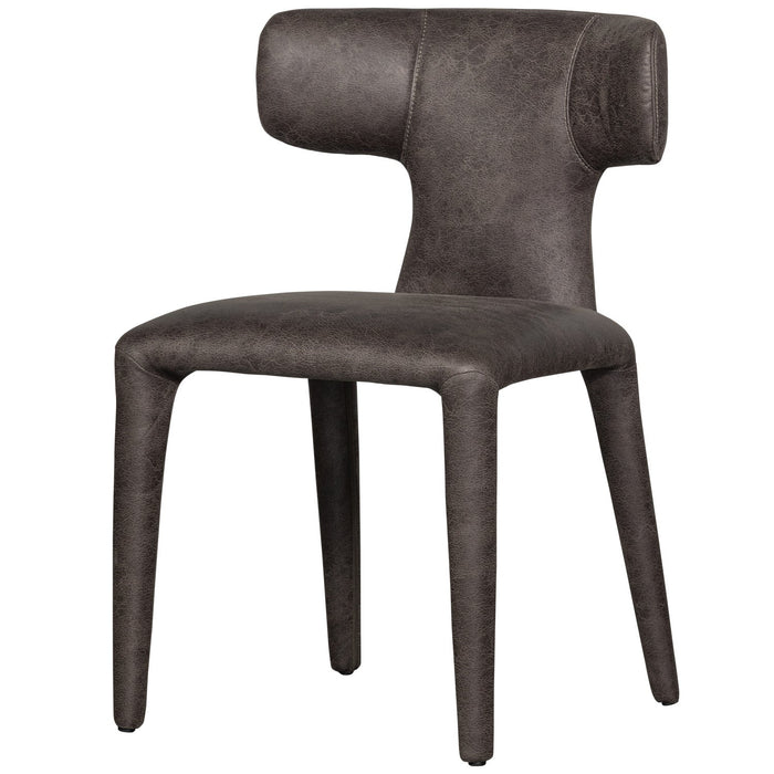 WOOOD Permit Eetkamerstoelen - Leerlook - Zwart|Grijs - Set van 6